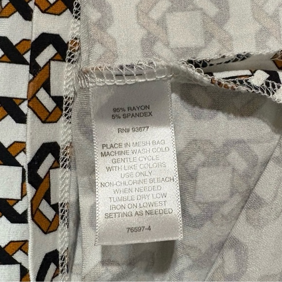 NEW, Liz Claiborne Patterned Top, Medium, White, Black & Tan - Picture 6 of 8